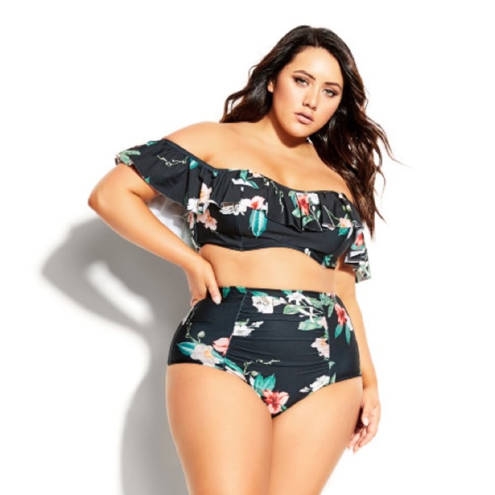 City Chic Swim Floral High Waste Two Piece
